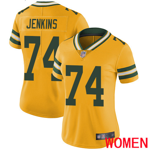 Green Bay Packers Limited Gold Women #74 Jenkins Elgton Jersey Nike NFL Rush Vapor Untouchable